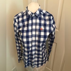 Mini Boden boys shirt size 11-12 blue/white check long sleeve 1x worn for show